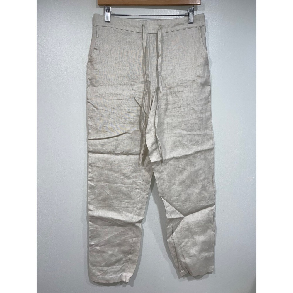 Iximo Women's Pants 100% Linen‎ Tie Closure Elastic Waist Size Medium